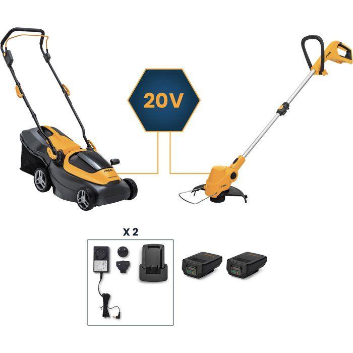 Pack tondeuse a batterie 20V 34cm de coupe + coupe-bordure a batterie 20V - STIGA - Collector 136e + GT100eSTIGA