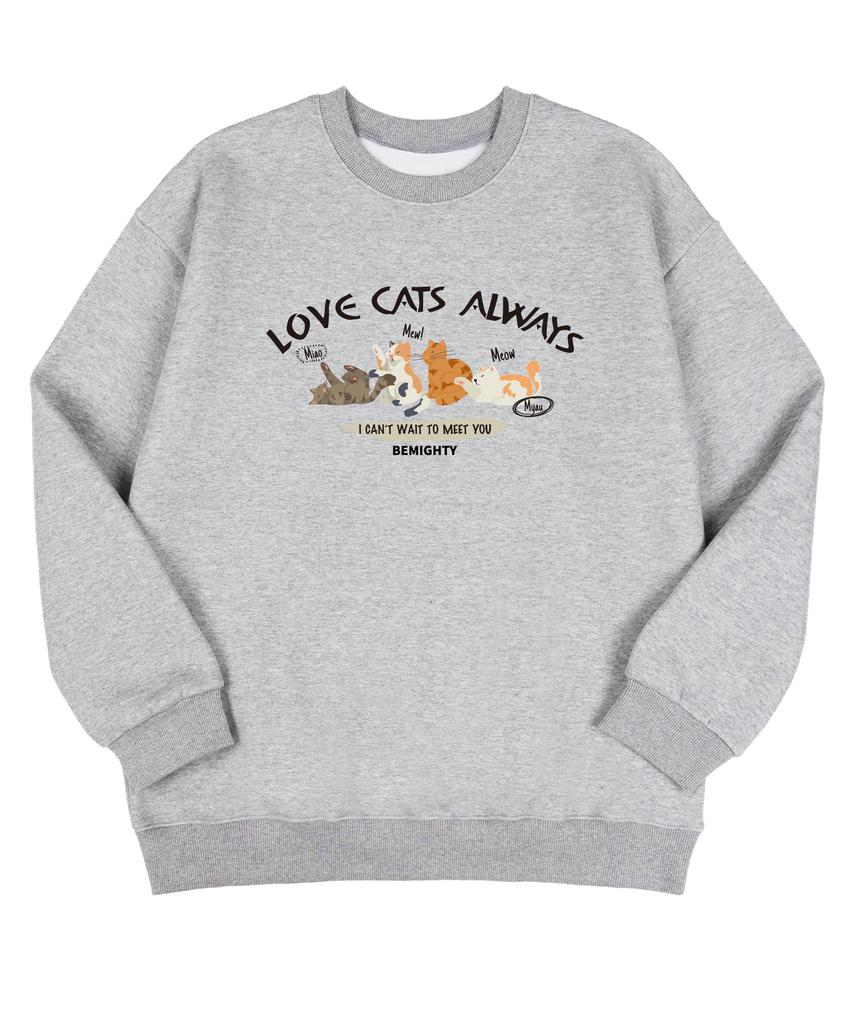 BEMIGHTY Love Cats Oversized Double-Sided Sweatshirt [Navy] (A Type)