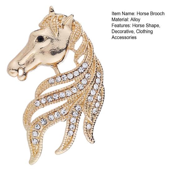 Yousheng Retro Rhinestone Horse Brooch Pin Women Men Zinc Alloy Horse Head Lapel Pin Animal Sweater Dress Suit Clothing Accessories Jewelry Gift