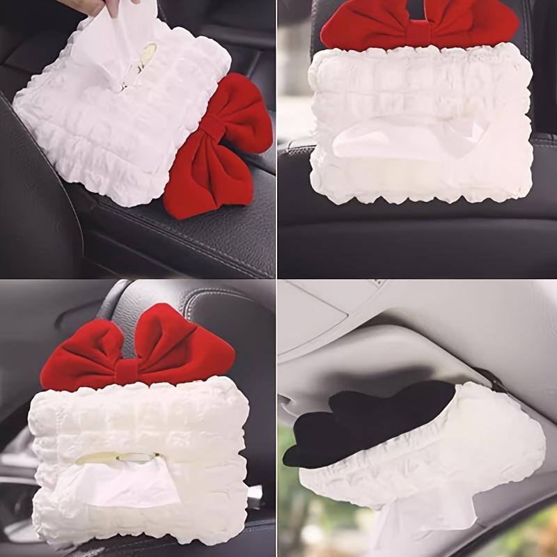 1 шт. Креативная пушистая сетчатая коробка для салфеток в машину - Многофункциональный выдвижной ящик для салфеток на спинку сиденья, Милый декор для салона автомобиля