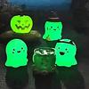 5Pcs/Set Halloween Ornament Pumpkin Ghost Shape Miniature Resin Figure Weather-Resistant Glow In The Dark Landscape Statues