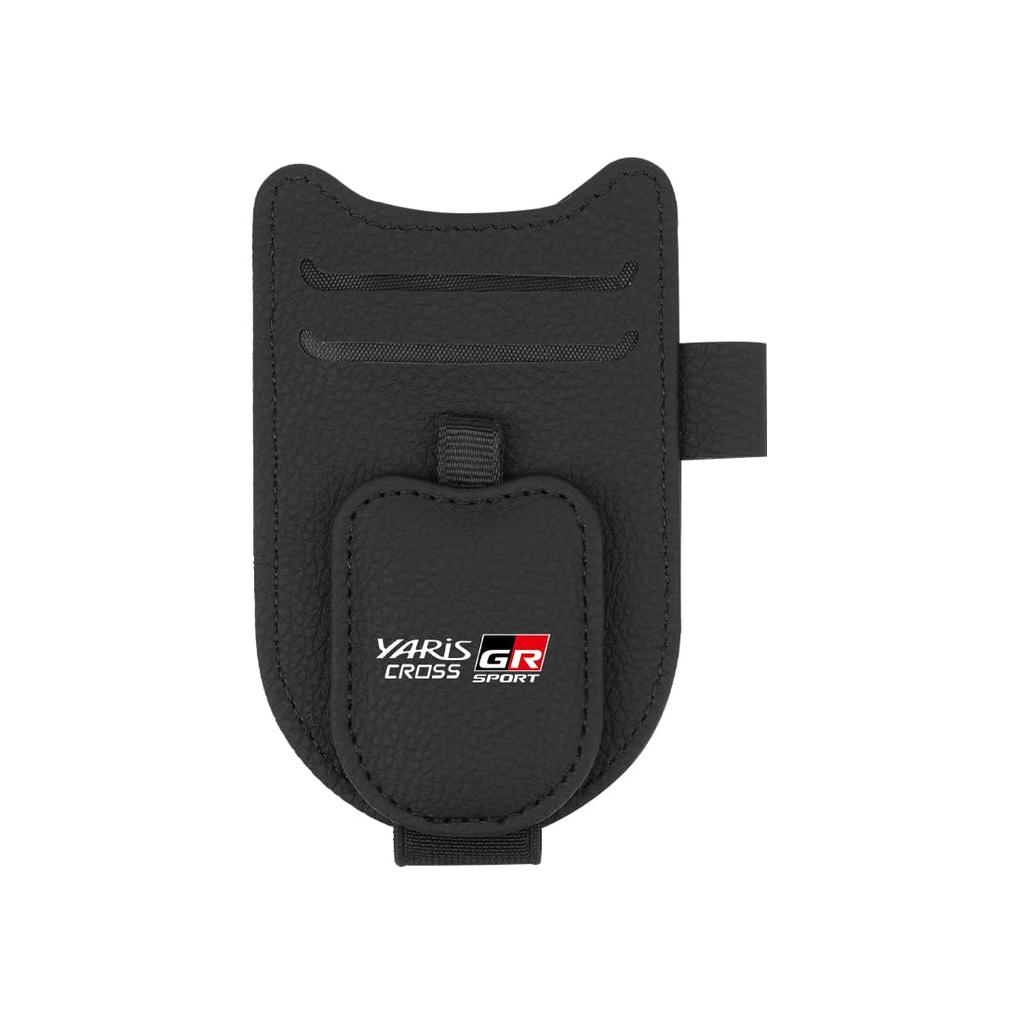 Multifunctional Car Sunglasses Holder for Yaris Cross and GR Sport Includes Card and Pen Durable PU Leather Car Glasses Clip with Magnetic Closure and