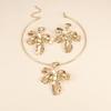 Metal Gold Iris Women's Light Luxury Stud Earrings Collar Set Retro Exaggerated Personality Trend Cold Wind Earrings