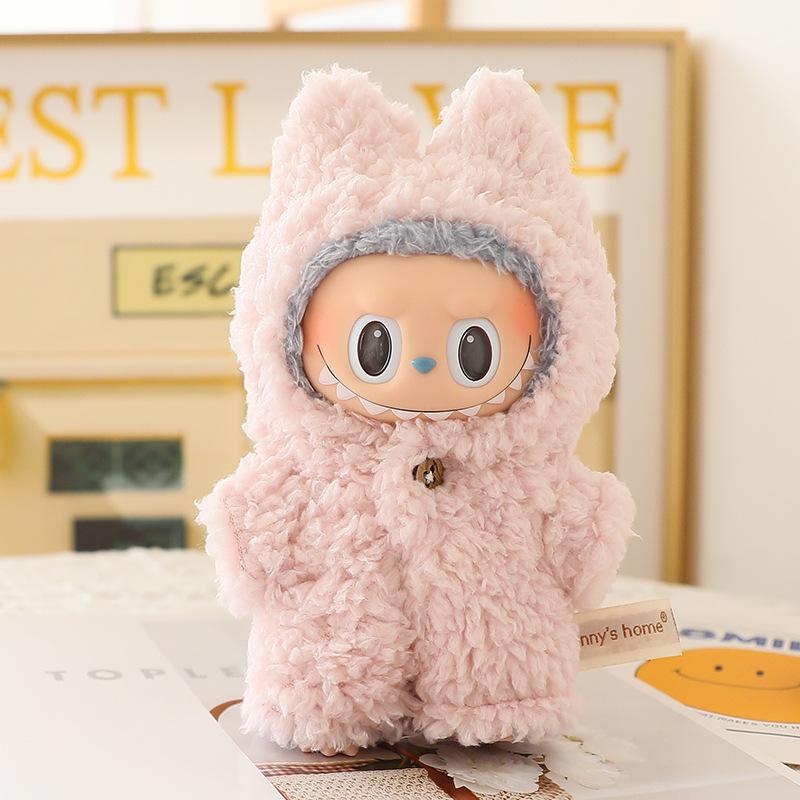 Подходит для кукол Лабубу поколений 1-3: Милый комбинезон акулы и виниловая подвеска (Только одежда)