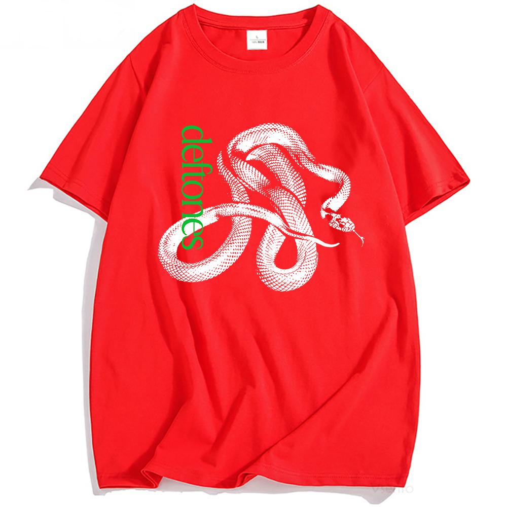 Унисекс хлопковая футболка с графикой змеи Deftones - Повседневная с коротким рукавом стандартной посадки