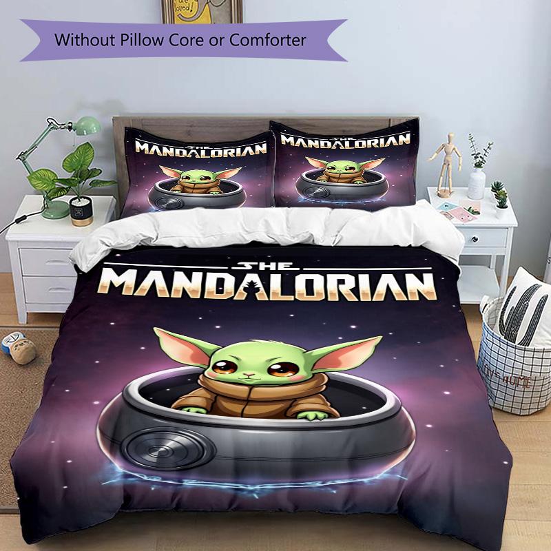 Baby Yoda Adventure Print 3Pcs Bedding Setduvet Cover With 2 Bedropillowcase Home Birthday Gift