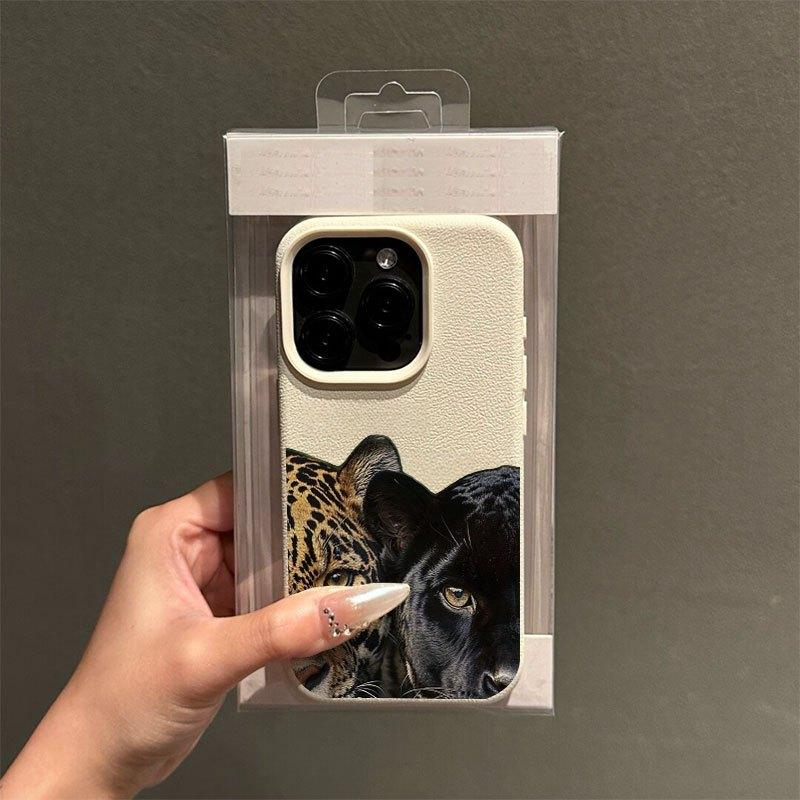 Крутой чехол для телефона с принтом леопарда и текстурой личи для iPhone 17 16 15 14 13 12 11 Pro Max 15 16 Plus 17 Air XS XR Мягкий чехол