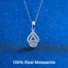 D Color 4mm 0.3CT 100% Real Moissanite Necklace for Women Wedding Hollow Design Sparkly Water Drop Pendant S925 Sterling Silver