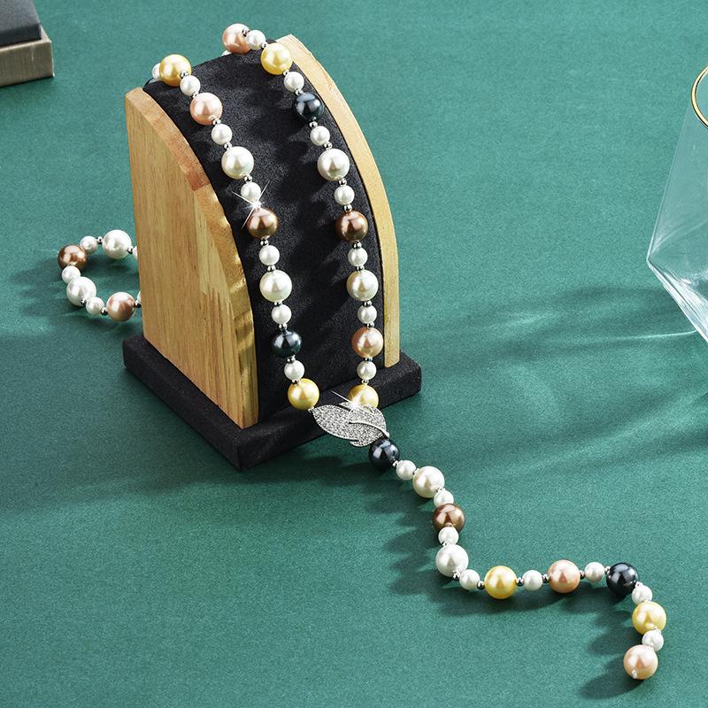 Pearl Long Necklace Women'S High Sense Tree Leaves Pearl Sweater Chain Temperament Versatile Autumn And Winter Accessories