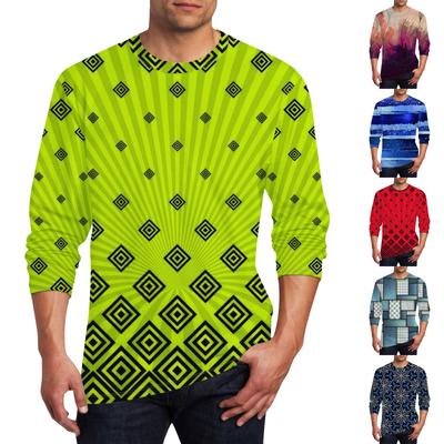 Муж. Футболка Круглый вырез Одежда Одежда На открытом воздухе Длинный рукав С принтом Модельер Винтаж