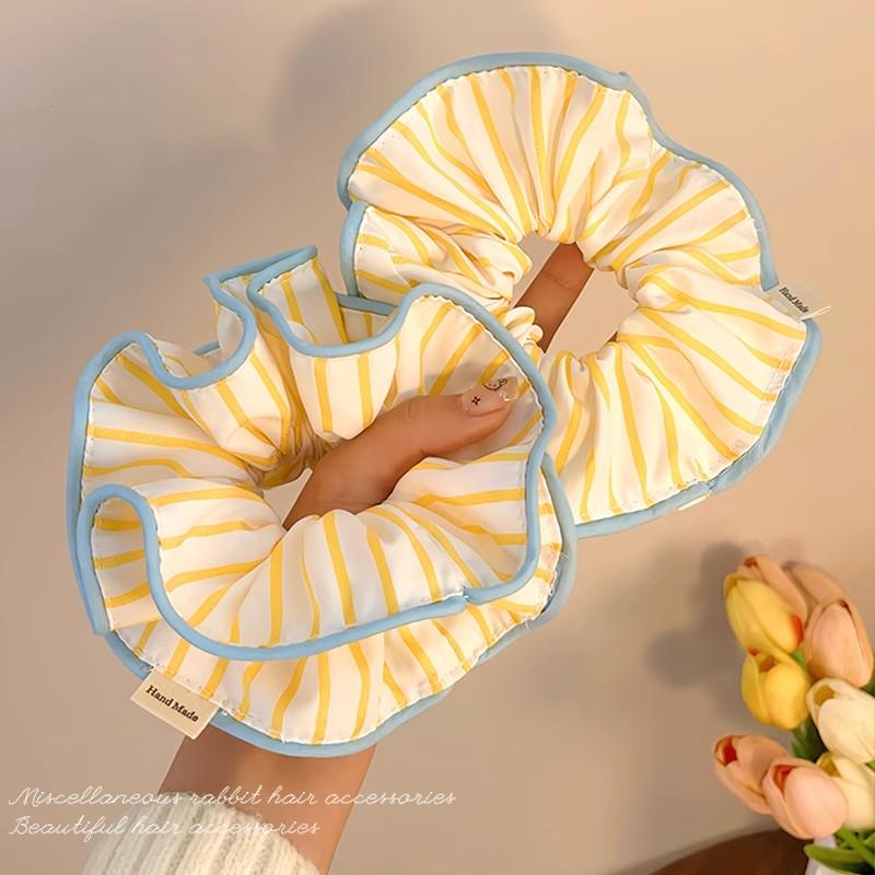Korean Striped Large Intestine Scrunchie Hair Tie For Women Girls Sweet Hair Ornament Elastic Hair Band Hair Accessories