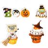 16Pcs Mini Cartoon Pumpkin Ghost Cake Inserts Creative Cupcake Plug-In Decoration  Home