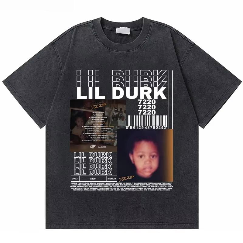 Стирка Винтажная Футболка Рэпера Lil Durk Healing Tour Унисекс Женская Хип-Хоп Мода Оверсайз Футболка Унисекс Повседневная Хлопковые Футболки