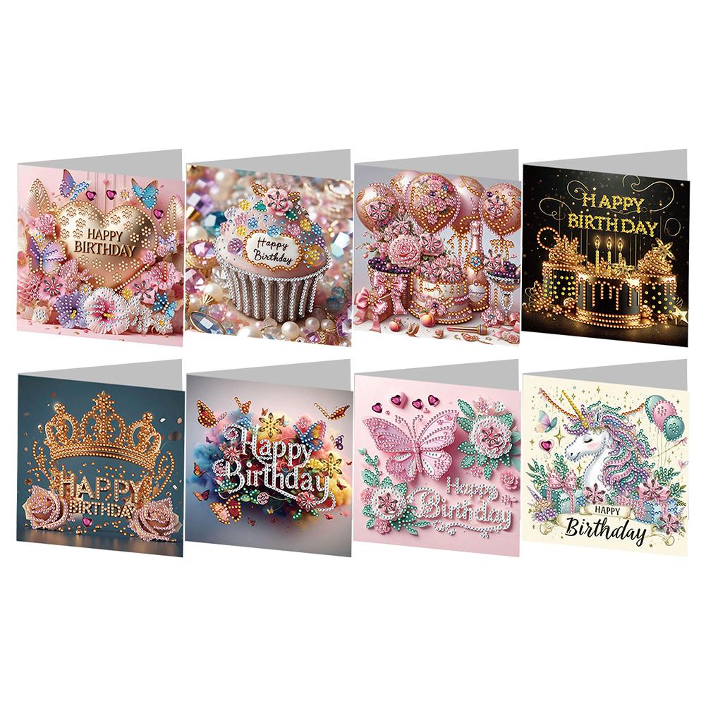 4/6/8/12pcs DIY Diamond Painting Greeting Card Set Diamond Art Handmade Cards for Xmas Birthdays Thanksgiving & Special Occasion