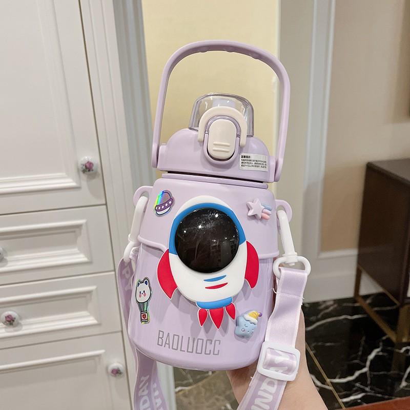 Cute Astronaut Insulated Water Bottle Large Capacity 850ml Kids Students Women