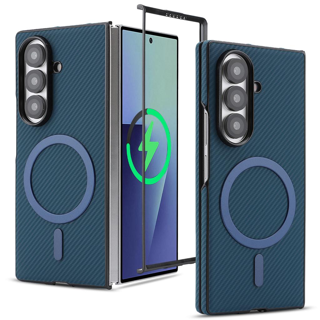 Чехол для Samsung Galaxy Z Fold5 5G с текстурой из углеродного волокна, покрытие из ПУ-кожи, ТПУ-чехол, магнитный чехол
