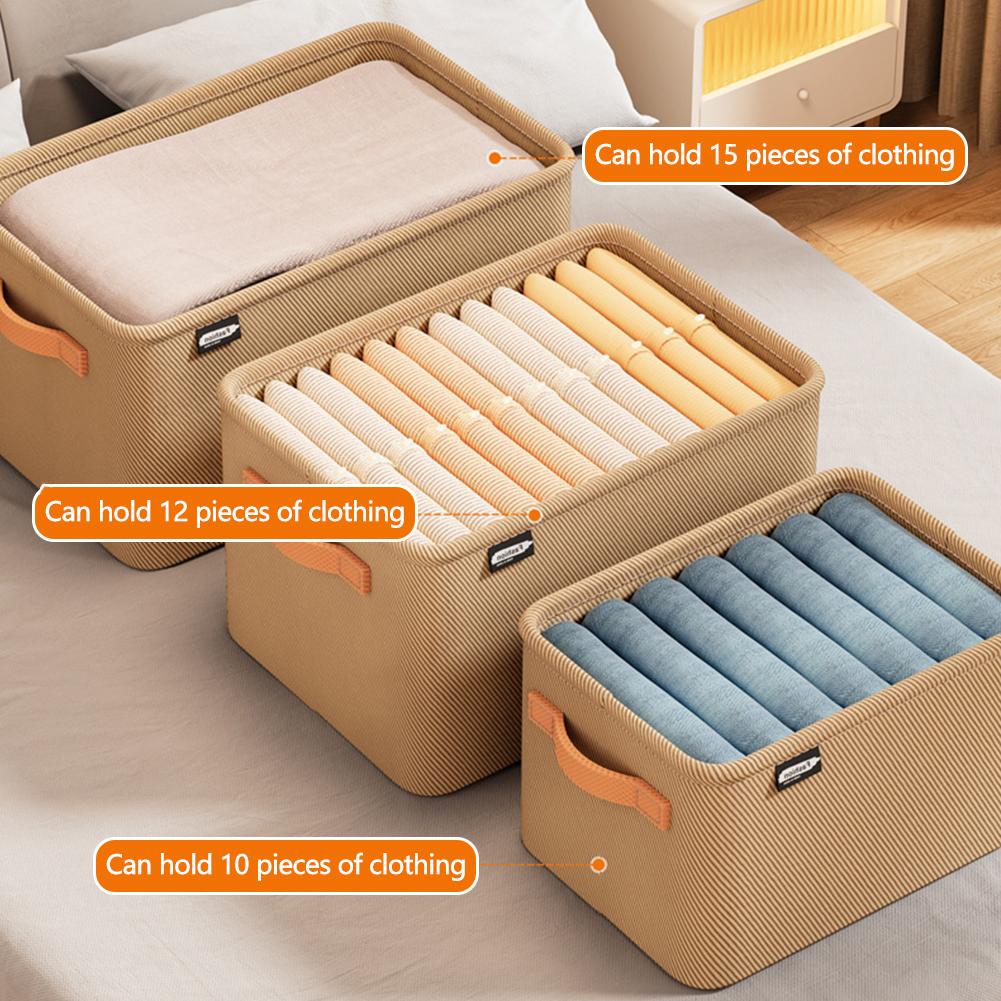 Thicken Storage Baskets with Handle & Steel Frame Jeans Storage Box Fabric Household Storage Organizers for Trousers Clothes