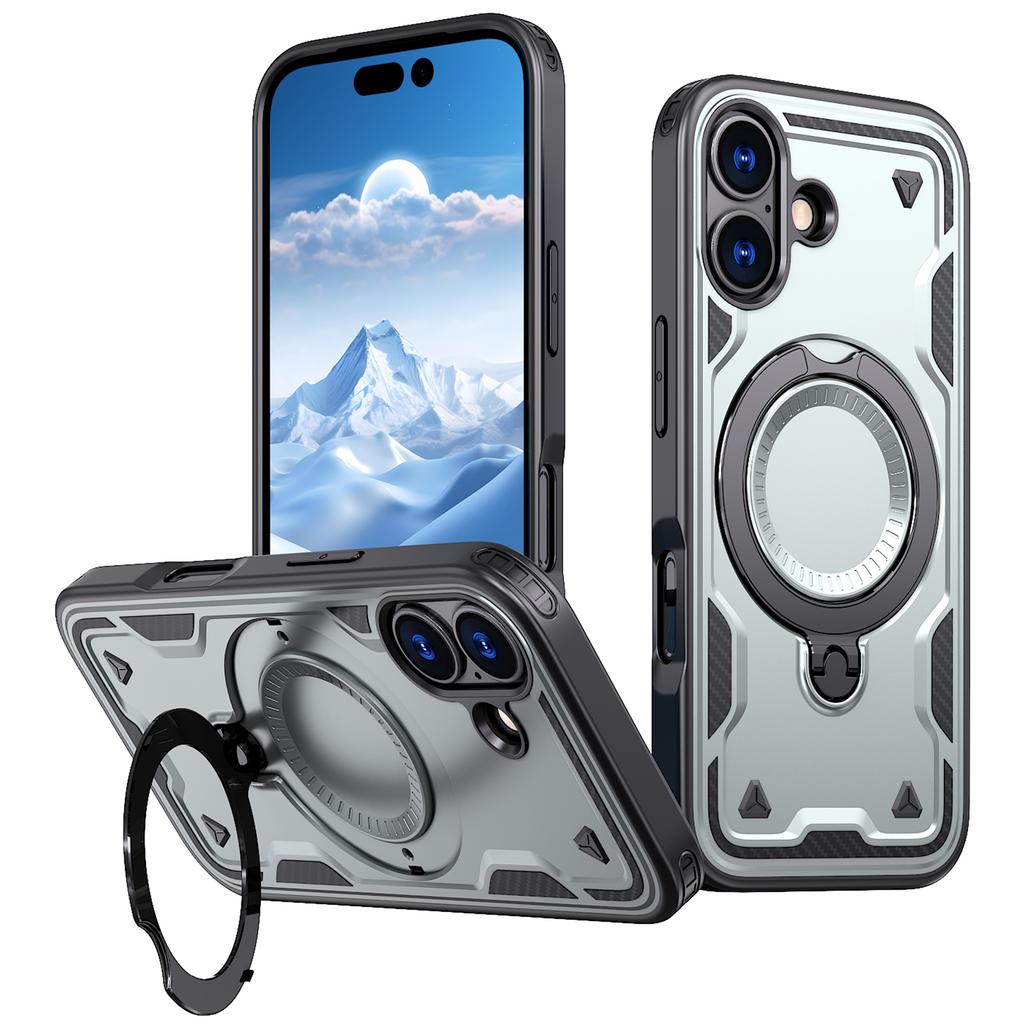 For iPhone 17 Case Compatible with MagSafe Military Protection PC+TPU Kickstand Phone Cover