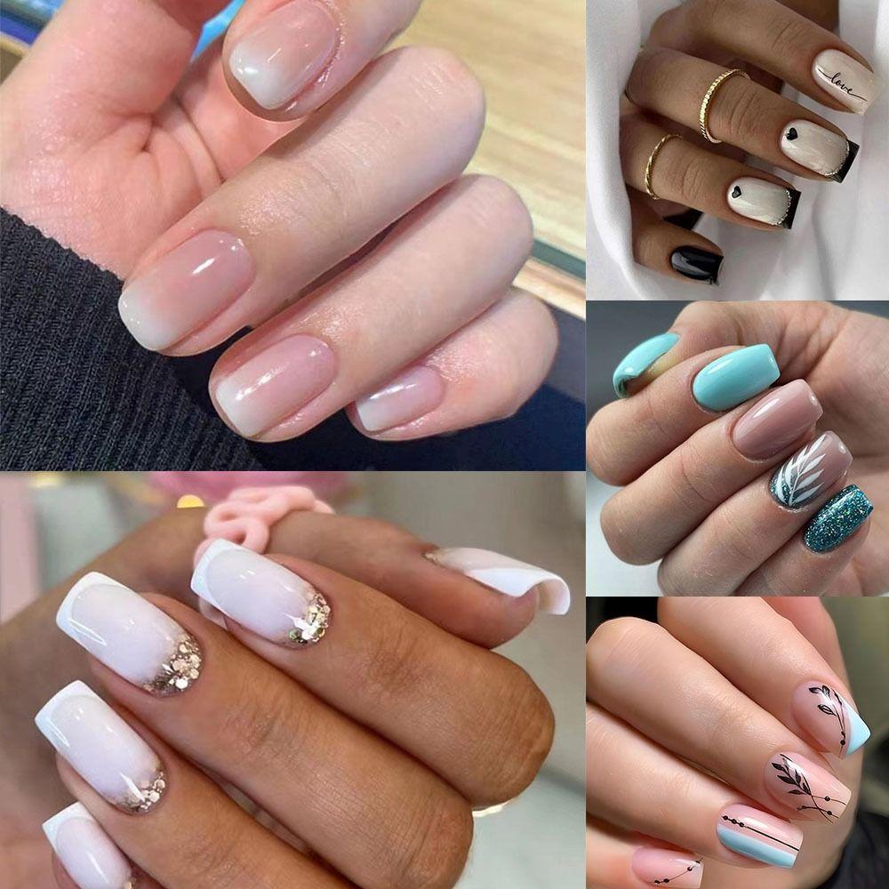 Градиентные накладные ногти Длинные квадратные типсы Новые накладные ногти Женские Девичьи