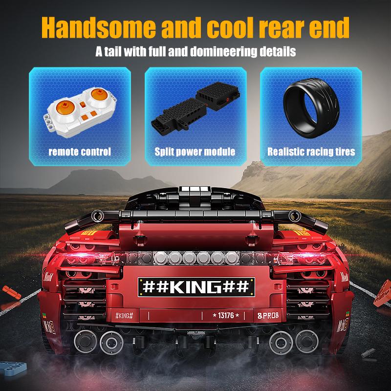 MOULD KING 13176 Технический автомобиль с дистанционным управлением, спортивный автомобиль, строительные блоки, игрушки, Technoloy, супер гоночный автомобиль, модельные наборы, подарок для мальчиков