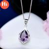 Hi Women Droplet Faux Amethyst Necklace Clavicle Decoration Pendant Jewelry Gift