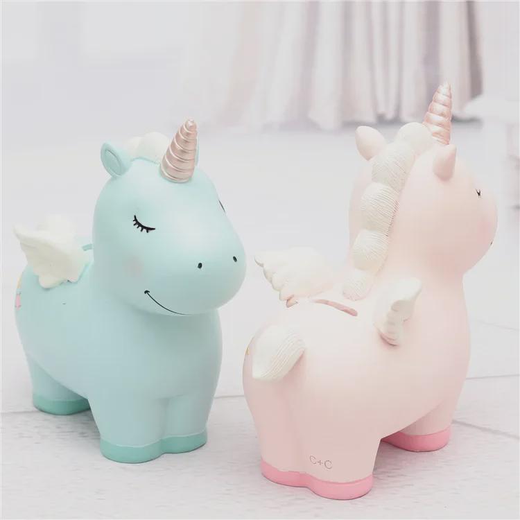 Resin Unicorn Piggy Bank - Cute Children's Room Ornament & Student Desk Decor Gift