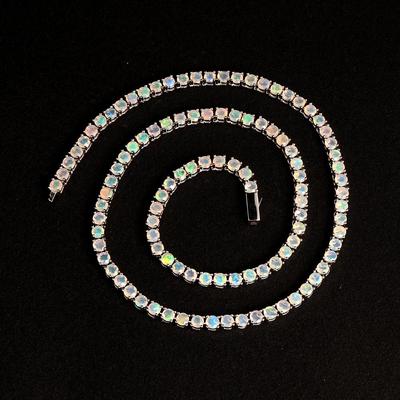 Классический дизайн, 50 см, ожерелье с опалом, серебро 925 пробы, натуральный драгоценный камень, изысканные украшения для женщин, девочек, подарок на день рождения для мамы на годовщину