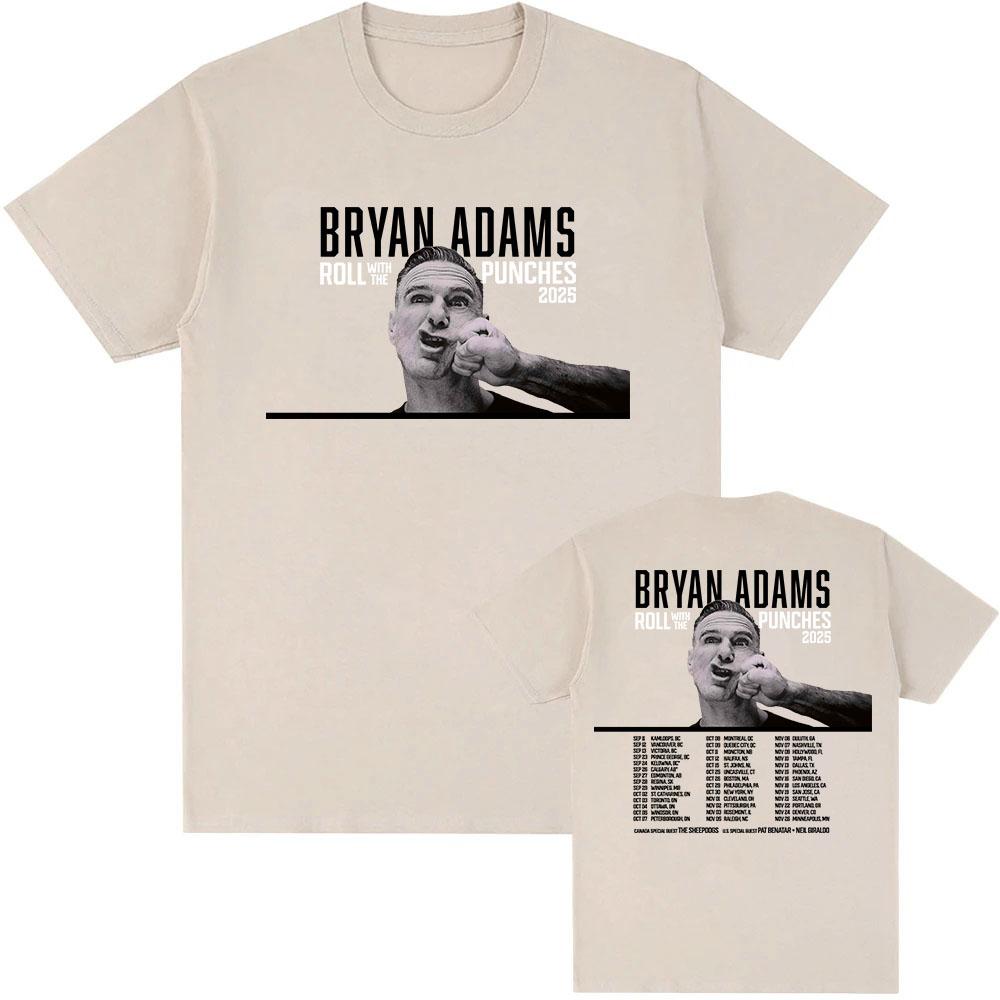 ROLL WITH THE PUNCHES TOUR 2025 Tshirt BRYAN ADAMS Singer Graphic Tshirts Cotton Summer Unisex Women T Shirt Oneck Unisex Clothes
