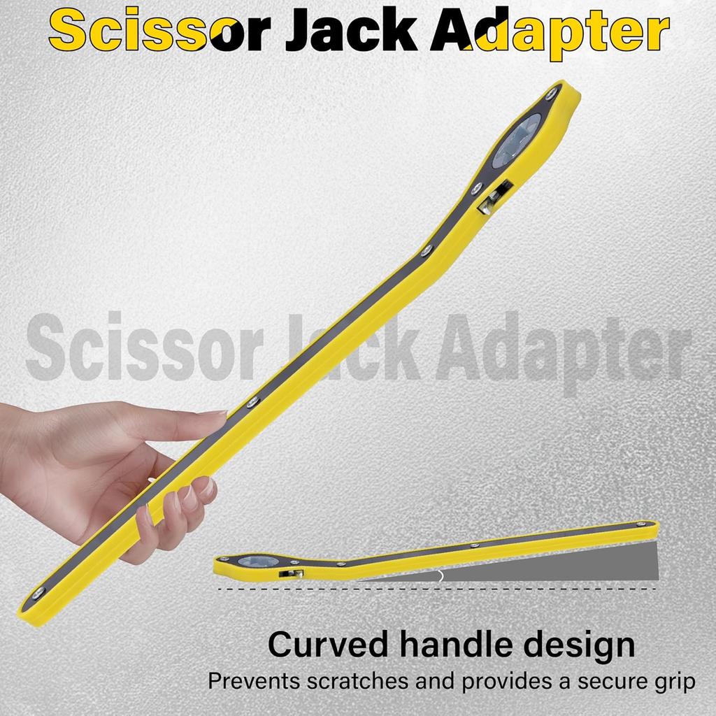 Car Jack Ratchet Wrench, Labor-Saving Tire Jack Handle, Scissor Jack Adapter For Car With Long Handle, 360° Swivel Tire Wheel Lug Wrench For