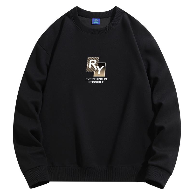 Мужская толстовка с круглым вырезом и узором RY, модная повседневная толстовка с длинным рукавом большого размера
