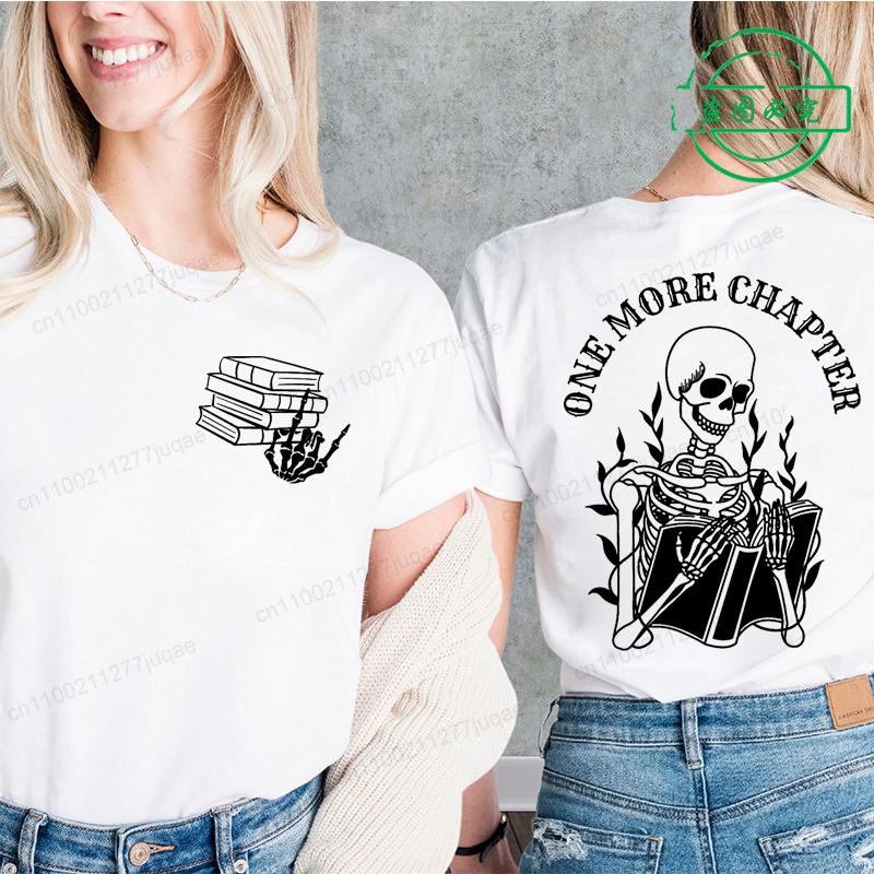 One More Chapter Prints Футболка для мужчин и женщин Одежда Любитель книг Топы Креативность Вся математика Короткий рукав Череп Мода Повседневная Футболка