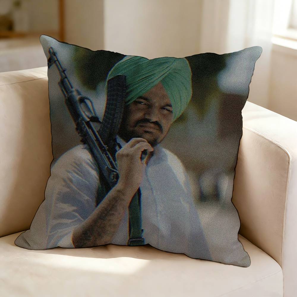 Famous rapper SSidhu Moosewala Square DoubleSided printed Pillow Case Bedroom Bedside Pillow Sofa Cushion Cover