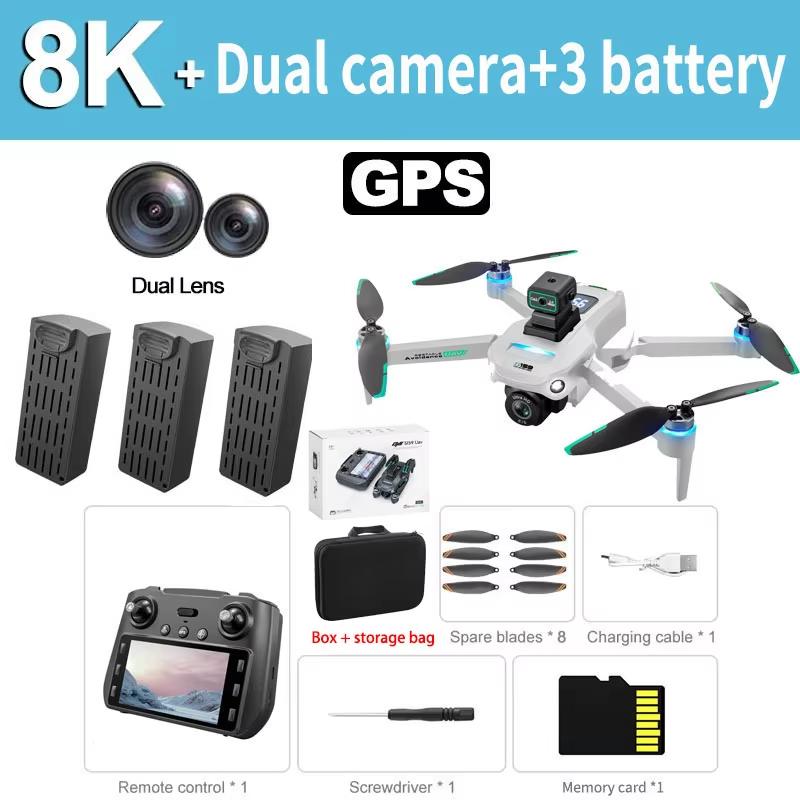 2025 S159 GPS RC Drone 5G 8K HD ESC Photography Двойная камера Professional WIFI FPV Backhaul Screen Obstacle Avoiding Butterfly Quadcopter Toy