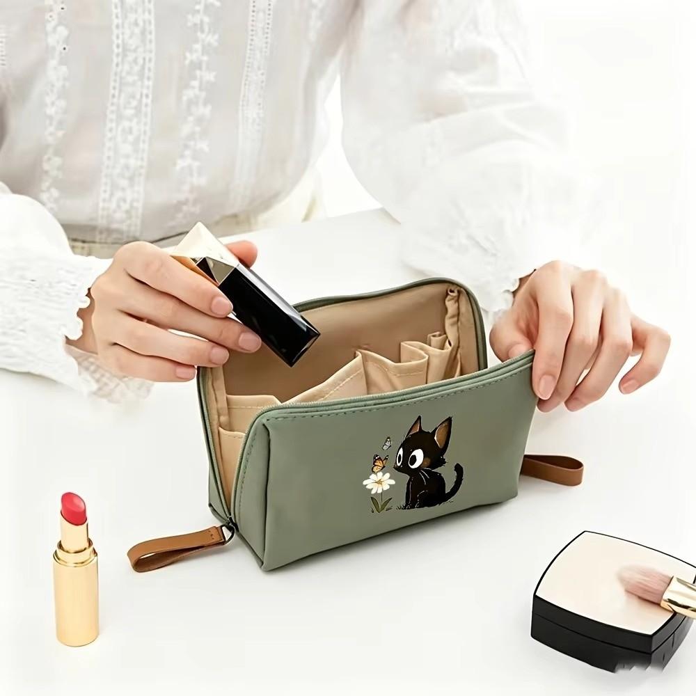 Cat Printed Cosmetic Pouch Portable Size Travel Pouch Simple Handbag For Women