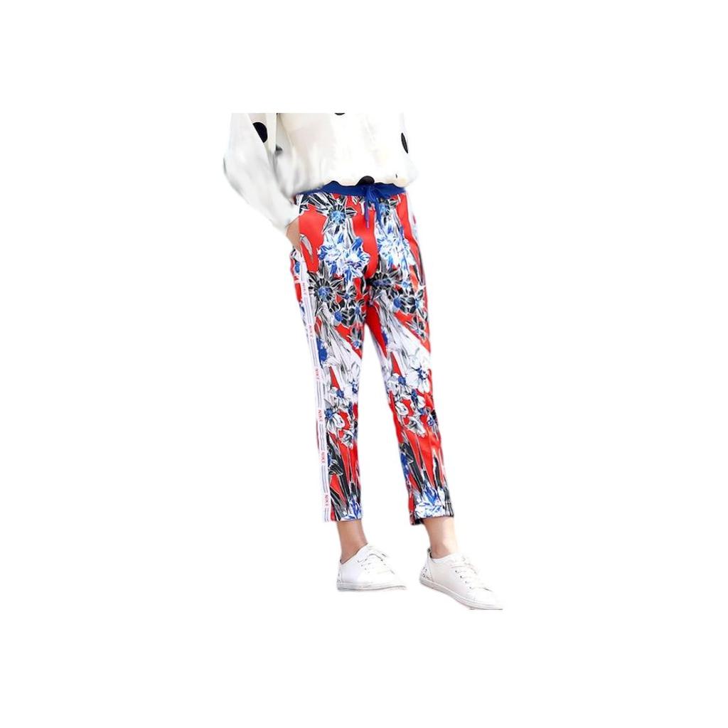 Nike Эластичные длинные брюки с цветочным принтом и завязками на резинке, женские плавки, красные AR2204-892