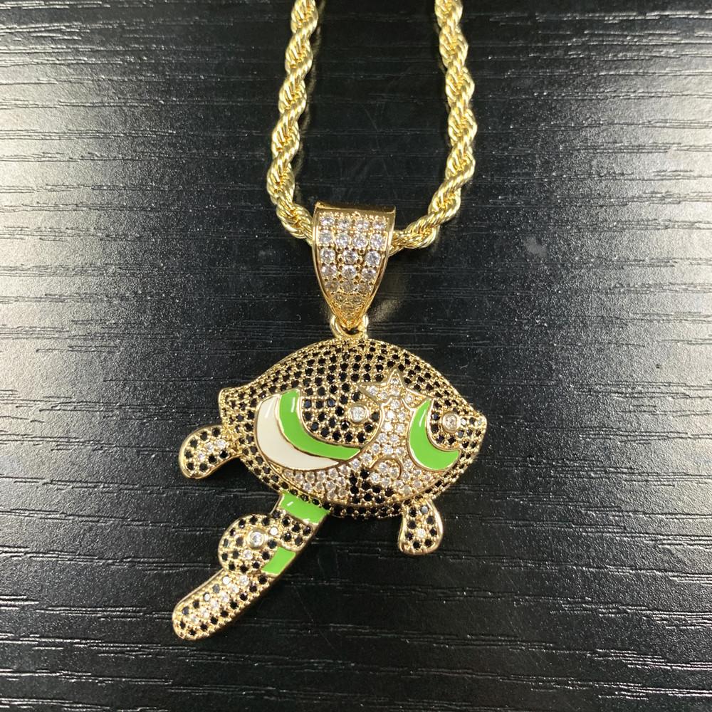 European and American hip-hop rock cartoon flying girl police officer men's and women's necklace colorful zirconium jewelry