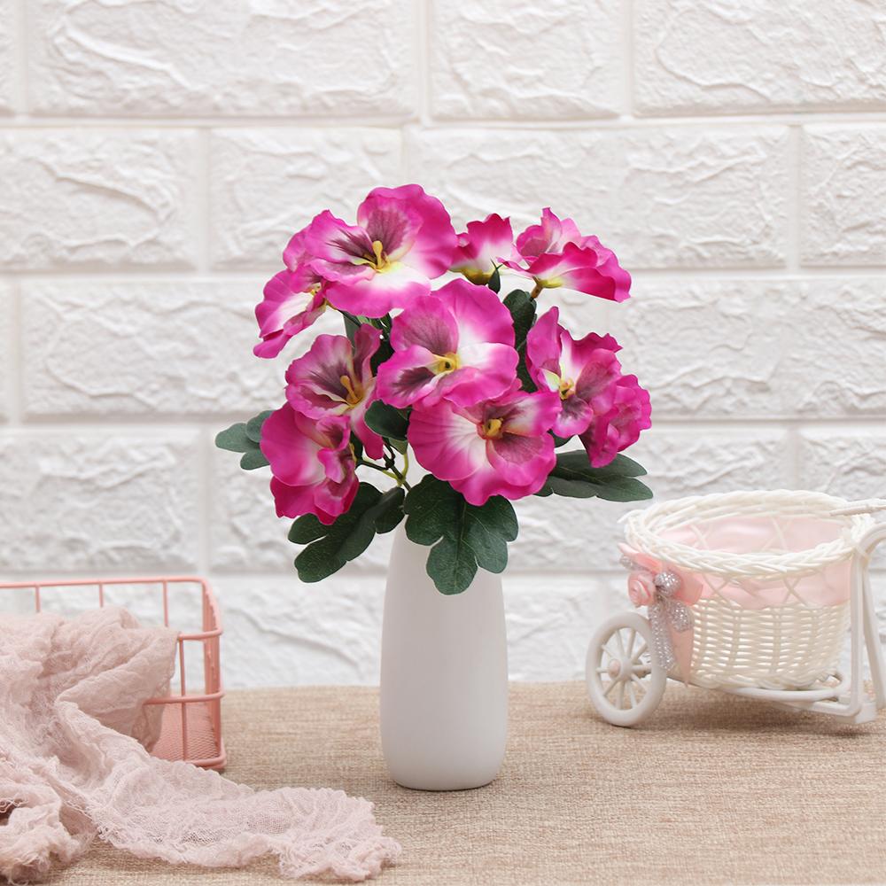 10 head Party Home Room  Wedding Artificial Silk Bouquet Pansy Flower Plant Bunch Floral Decor