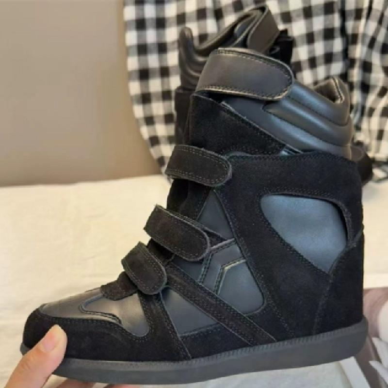 Женская обувь на липучках, увеличивающая рост, скрытая внутренняя высота, осенняя новинка, спортивная и повседневная обувь, немного увеличивающая рост и стройнящая