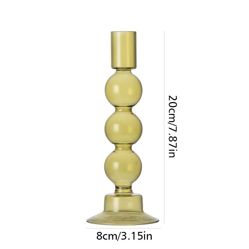 1PC Glass Candlestick Home Decoration Hydroponic Vase For Party Wedding Birthday Candle Stand Glass Crafts 20X8cm