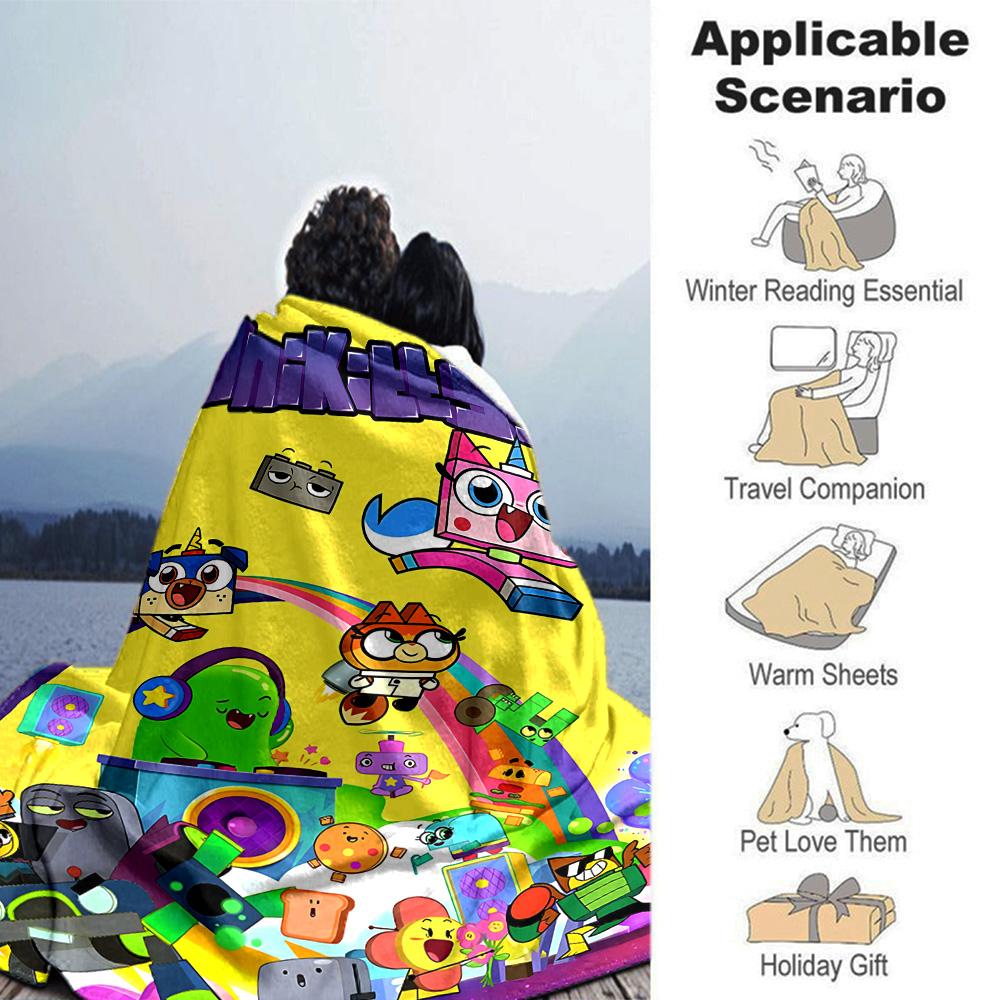 Unikitty Adventure Quest Flannel Blanket Super Soft Warm Cozy Blanket For Sofa Bed Office Travel Allseason Home Decor Gift