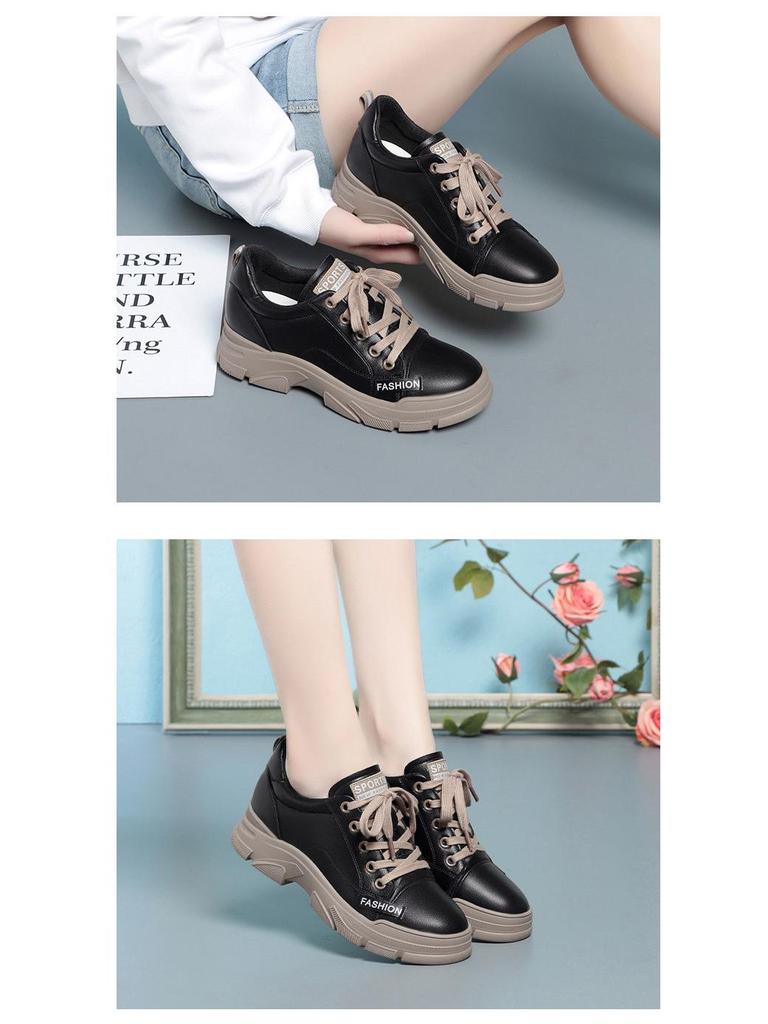 Женские белые кроссовки на шнуровке Весна 2024 - Универсальные, мягкие и с толстой подошвой, повседневные кроссовки