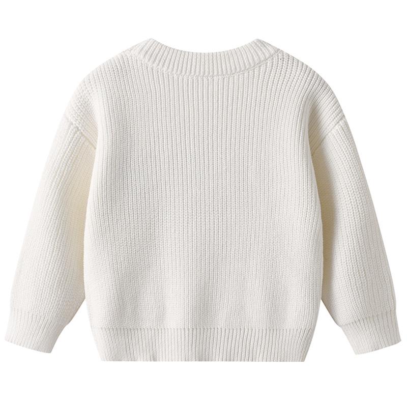 Осень и Зима Вышитый вручную Сладкий Детский Базовый Вязаный Свитер Свитер Детский Свитер
