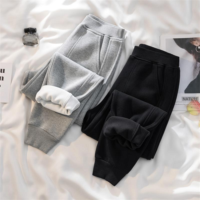 Dimanaf 2022 Большие размеры, зимние женские брюки-шаровары, флисовые брюки, базовые брюки, утепленные свободные повседневные женские серые брюки, брюки большого размера