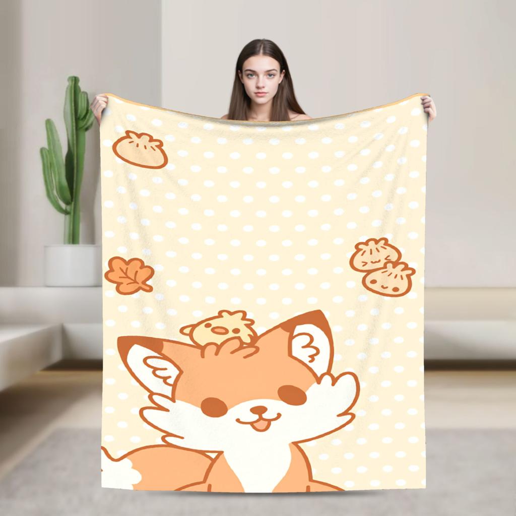 Cozy Blanket Plane Travel Cute Fox Throw Blanket Casual Bedspread For Chair Sofa Bed