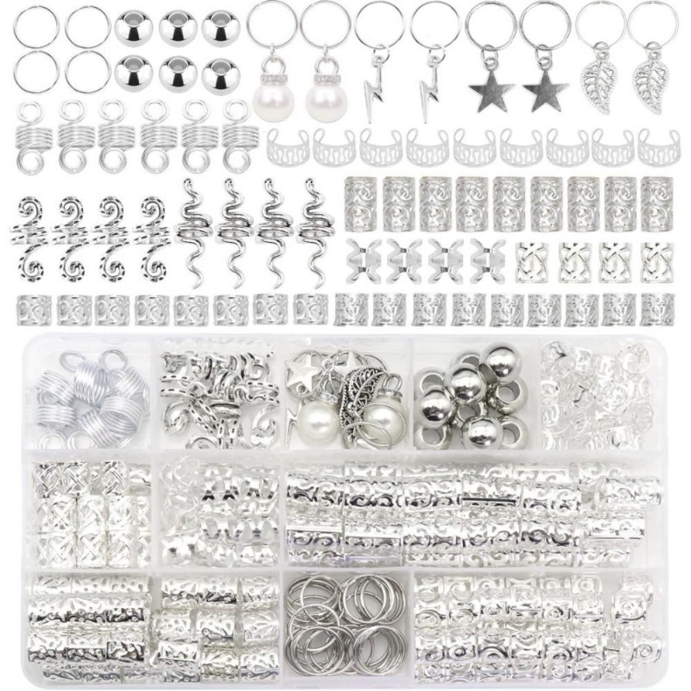 217Pcs Metal Cuff Clips Hollow Out Hair Ring Hair Braiding Hair Braid Tubes  for Braids