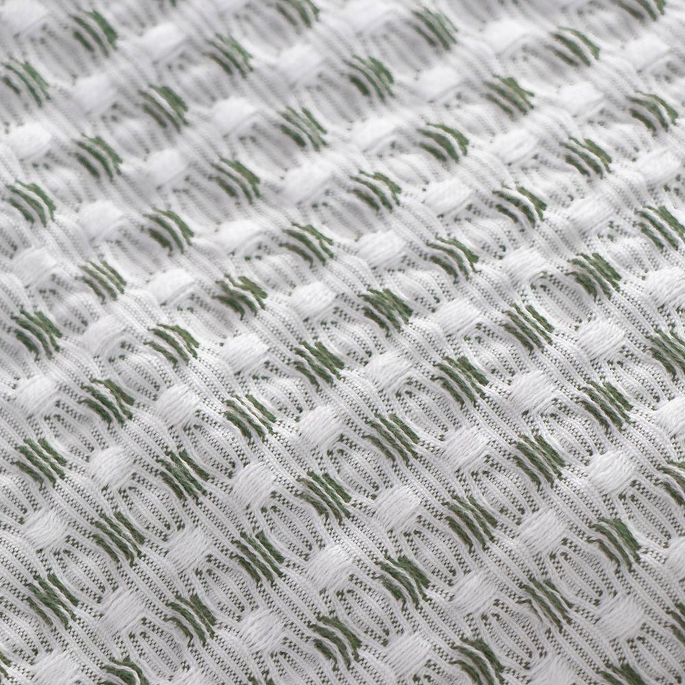 Custom White Waffle Jacquard Yarn Throw Blanket 50% Cotton Polyester Textured Woven Design Home Decor Bed Blankets