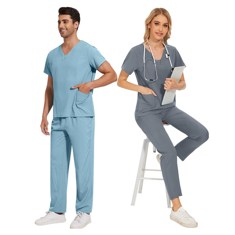 Мужские однотонные быстросохнущие тонкие повседневные и удобные брюки с короткими рукавами, рабочая униформа, матовый костюм