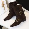 Autumn Early Winter Shoes Women High Heels Boots Pointed Toe Fashion Brand Ladies Ankle Boots Low Heel 3cm