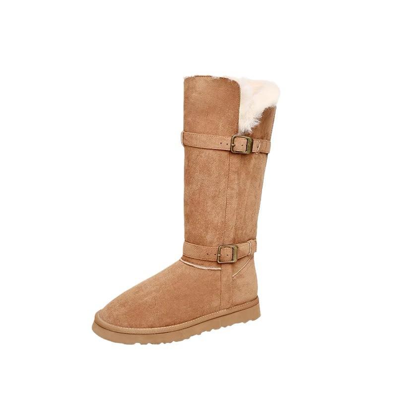 Два носить зимние ботинки женские 2025 новые зимние меховые интегрированные на толстой подошве на толстом меху теплые зимние хлопковые
