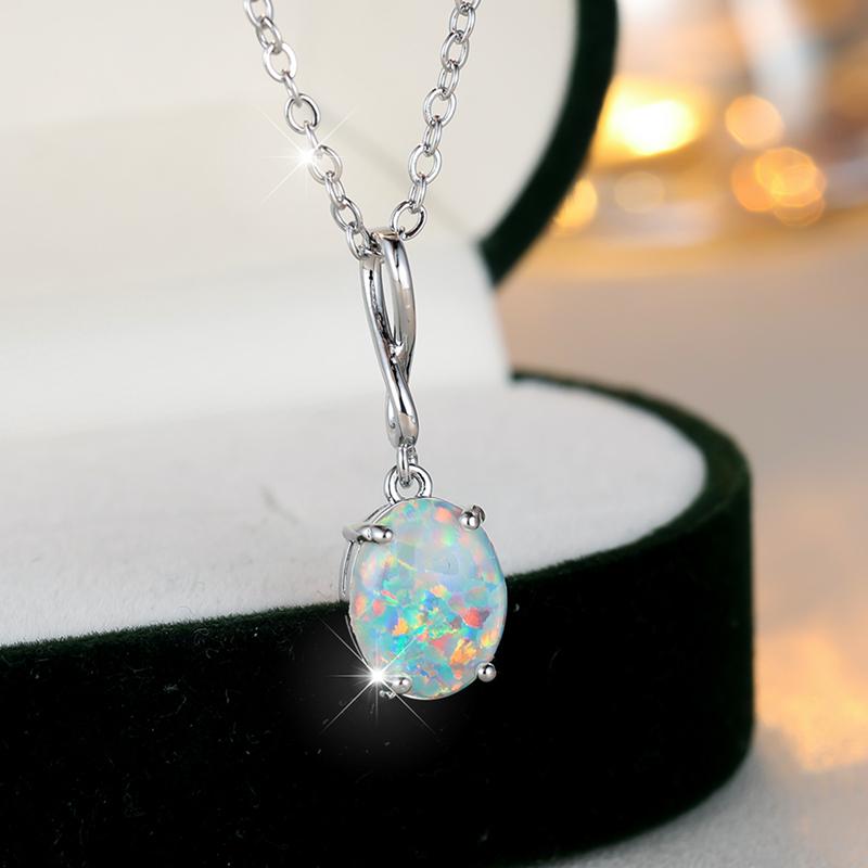 Овальные белые огненные опалы, кулоны, ожерелья для женщин, аксессуары для свадебной вечеринки, подарок на день рождения, модные украшения